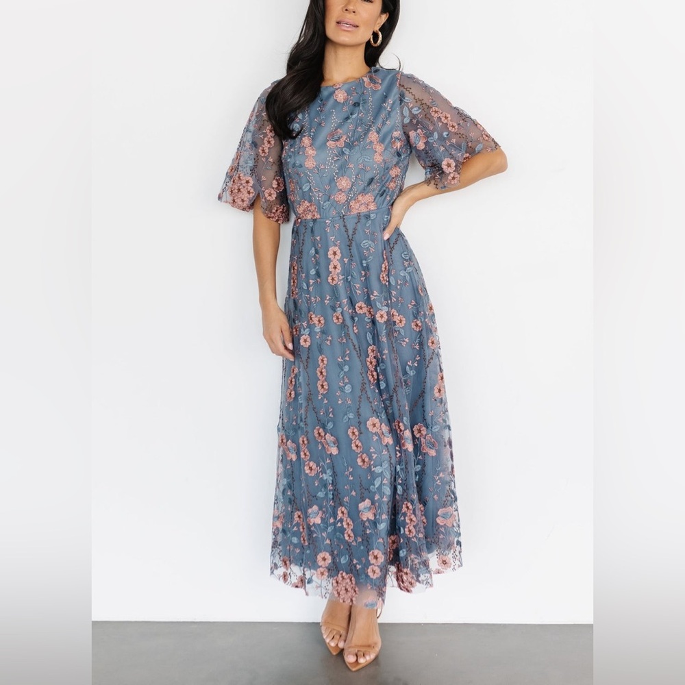 Baltic Born Blue and Pink Floral Maxi Dress